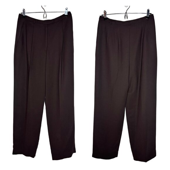 Worthington Sz 10 Dark Chocolate Classic Straight Leg Pleated Trousers (1403) - Picture 1 of 2